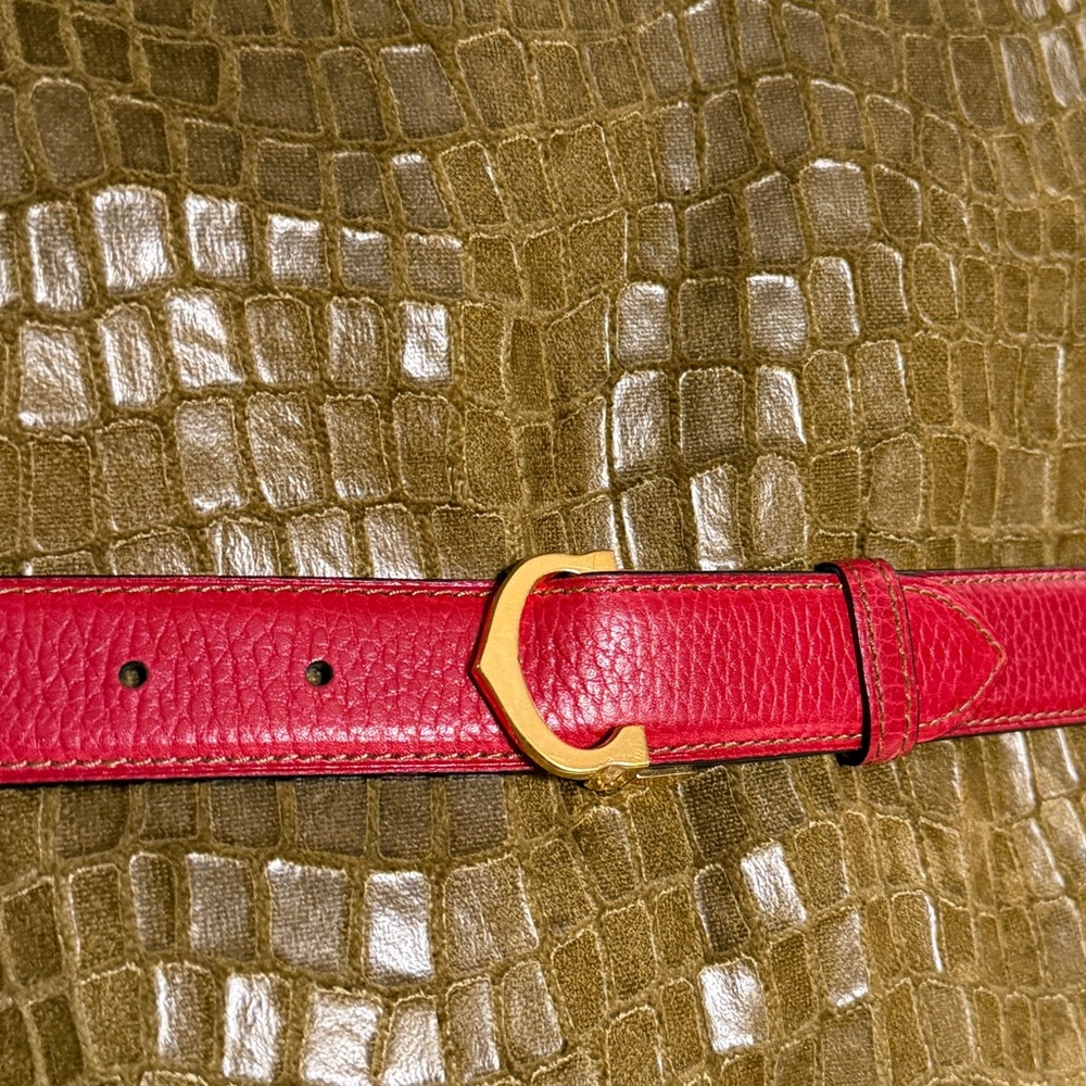 Cartier Red Belt with Gold Buckle